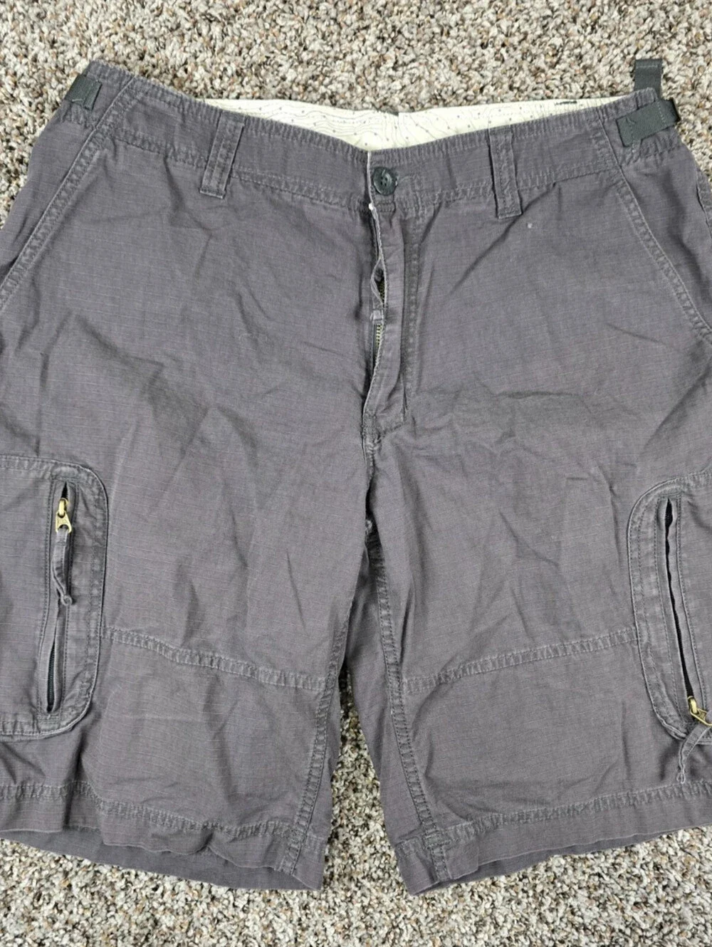 The North Face Mens Sz 36 Classic Zip Up Cargo Shorts Gray 100% Cotton